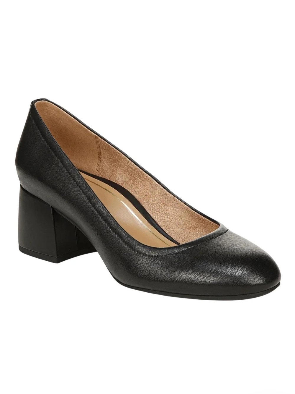 Vionic Black Leather Block Heel Pump Size 7